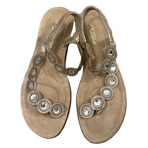 Annie Gold Sandals with Crystal Embellishments size 10